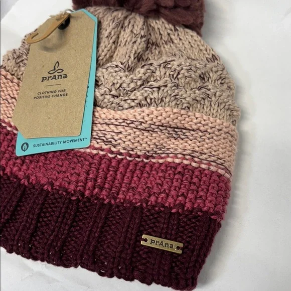 PranaKanin Beanie raisin one size fits all knitted tassel stocking hat